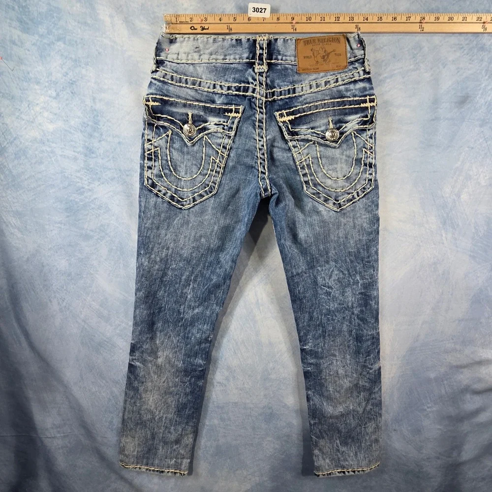 True Religion Section Slim Super T Stitch Blue Denim Jeans Mens 28 Medium Wash